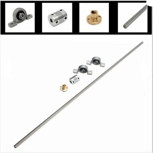 DuoWeiSi 3D Printer Parts T8 500mm Stainless Steel Lead Screw KFL08 bearing Bracket Coupling 3D printer