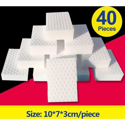 ZhangJi 40 Pcs High Density Magical Sponge Rub10*7*3cm/10*6*2cm Remove Dirt Oil Stain Flexible Washed Cleaning Wipe Kitchen Bath