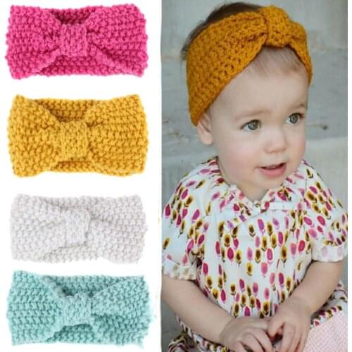 1PC Baby Knit Headband Crochet Top Knot Elastic Turban Hairband Baby Girl Head Wrap Ears Warmer Headwear Kids Solid Headbands