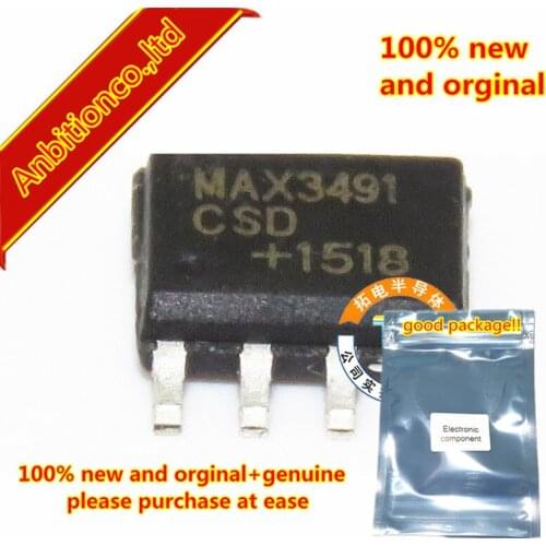 10pcs 100% new and orginal MAX3491CSD SOP-8 RS-485 RS-422 3.3V-Powered, 10Mbps and Slew-Rate-Limited True RS-485/RS-422 in stock