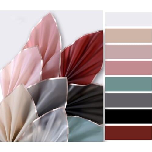 20PCS Golden Frame Flower Wrapping Paper Jelly Film Bouquet Wrapping Paper Florist Gift Wrapping Scrapbook Craft DIY 58*58cm