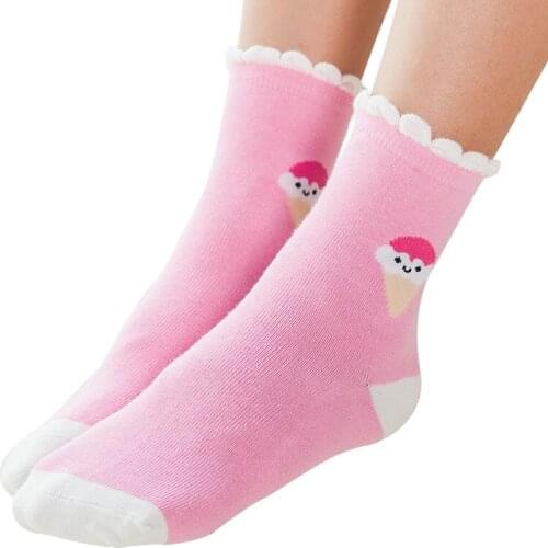 5 pairs / lot autumn & winter cotton Wave socks edge children socks 1- 12 year girls socks