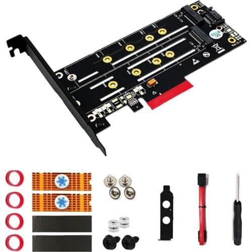 M.2 NVMe SSD NGFF TO PCI-E X4 Adapter M.2 SATA to SATA III Adapter Card M Key B KEY Dual Interface