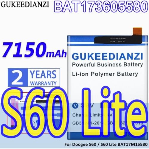 High Capacity GUKEEDIANZI Battery BAT173605580 7150mAh For Doogee S60 / S60 Lite BAT17M15580 S60Lite