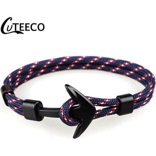 CUTEECO European punk Style Anchor Bracelets For Men Jewelry Charm Survival Rope Bracelet Paracord Male Bracelet Wholesale