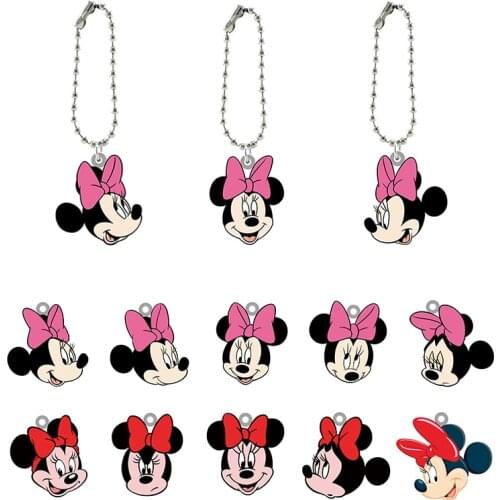 Disney Cute Minnie Mickey Mouse Avatar Beautiful Acrylic Doll Keychain Boys and Girls Cartoon Fashion Jewelry Keychain
