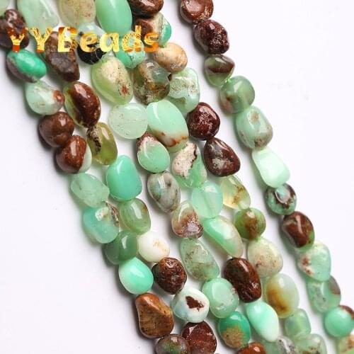 Natual Irregular Green Australia Jades Stone Beads Chrysoprase Loose Spacer Beads For Jewelry Making DIY Bracelet Necklaces 15