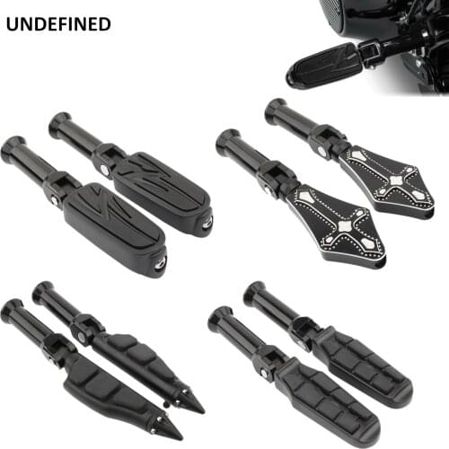 Black Motorcycle Foot Pegs Passenger Footrests w/ Support Clamp For Harley Softail Low Rider Sport Glide Fat Boy 2018 2019 2020