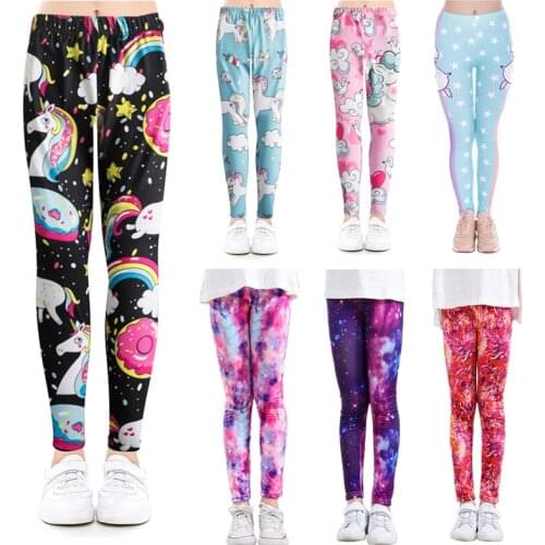 Children Summer Leggings For Girls Floral Printed Thin Pants Kids Children Unicorn Cartoon Pattern Elasticity Long Trousers
