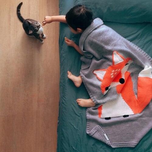 Baby Blanket Swaddle Kids Blankets Rabbit Fox Baby Wrap Knitted Sleeping Bedding Blankets Soft Baby Bath Towels Photography Prop