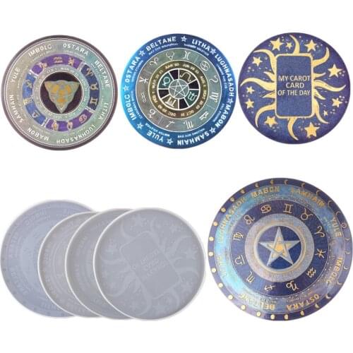DIY Epoxy Mold New Divination Silicone Mold Tarot Resin Casting Silicone Mold Runes Symbol Divination Round Epoxy DIY Supply