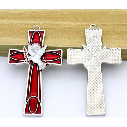 IHS Holy Spirit Dove of peace Cross Pendant Catholic Crucifix Metal Keychain Religious Christian Prayer Wall Crosses
