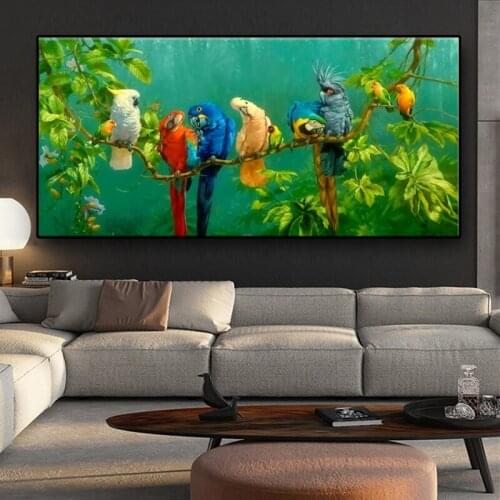 Big Size Digital Printed Canvas Painting Colourful Parrots Print Poster for Living Room Wall Art Picture Home Decor Gift Cuadros