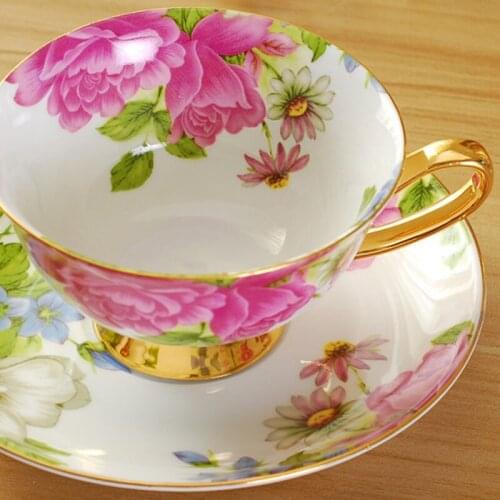 Ceramic Afternoon Black Tea Cups And Saucers Bone China Coffee Cup With Tray Porcelain Drinkware Set Dropshipping