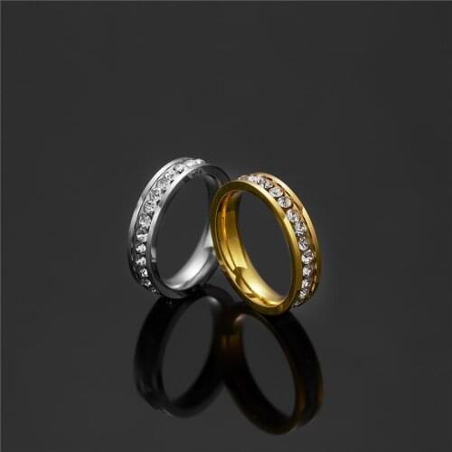 Fashion Full Size Cool High Quality Punk Stainless Steel Couple Ring Zircon Lover Rings For Women Men Jewelry Party Wedding Gift