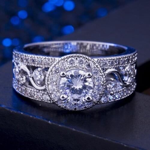 Retro Classic Fashion Creative AAA Zirconium Diamond Ring For Women Girl Black Titanium Steel Stainless Steel, Retro Mens Rings