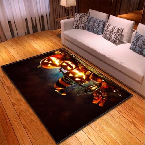 Creative Flame Pumpkin Pattern Carpets For Home Living Room Bedroom Bedside Decor Floor Mat 3D Printing Halloween Party Area Rug