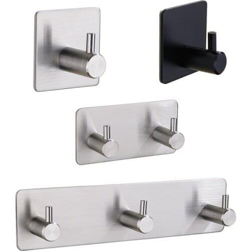 304 Stainless Steel Hooks Door Wall Clothes Towel Hook Metal Bathroom Bracket Kitchen Bathroom Accessories