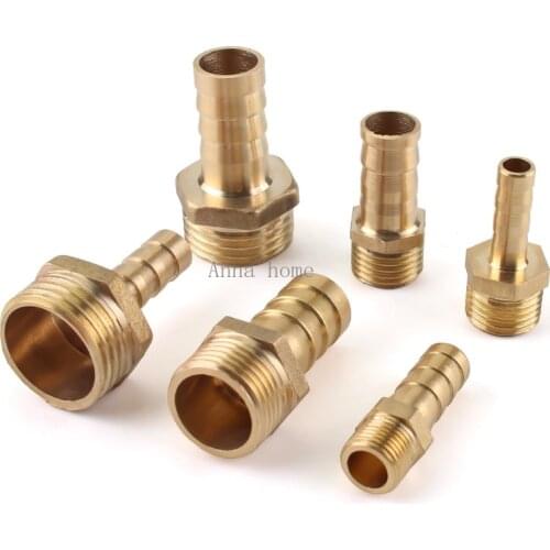 6mm 8mm 10mm Brass Pipe Fitting Hose Barb Tail 1/8" 1/4" 1/2" BSP Male Connector Joint Copper Coupler Adapter Gas Hose Joint