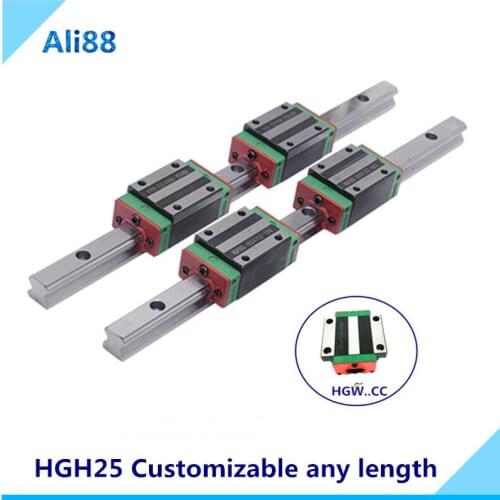 2pcs linear rail HGR25 1200/1250/1300mm linear guide and 4pcs HGH25CA or HGW25CC linear bearing blocks for cnc z axis parts