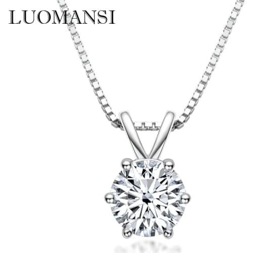 Luomansi Classic D Color 1CT Moissanite Pendant Necklace Passed Diamond Test 100%-S925 Silver Fine Jewelry