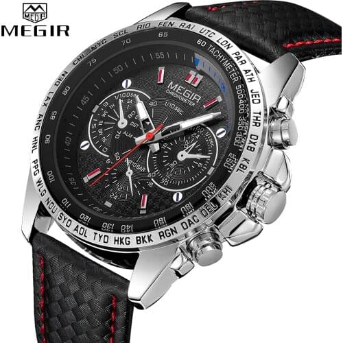 MEGIR Watches Mens Quartz Wrist Watches Top Brand Luxury Male Fashion Casual Luminous Waterproof Clock Leather Watch Hot 1010