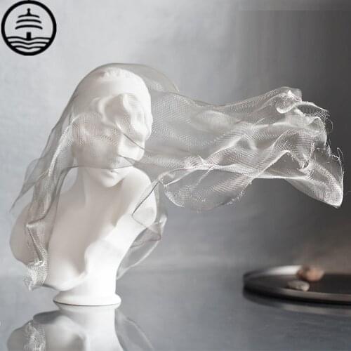 BAO GUANG TA Nordic Creative Metal Veil Girl Art Sculpture Ornaments Venus Goddess Statue Resin Crafts Home Decorations R5721