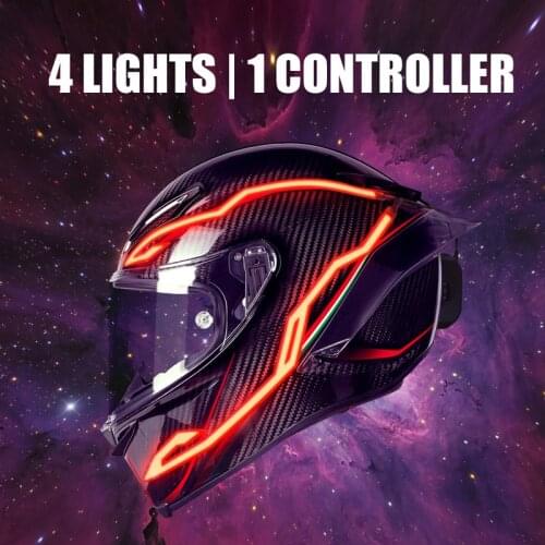 Motorcycle Helmet LED Night Riding Signal Lights Cold Light 4 Mode Helmet Flashing Light Strip Decoration Kit Motor Accessories