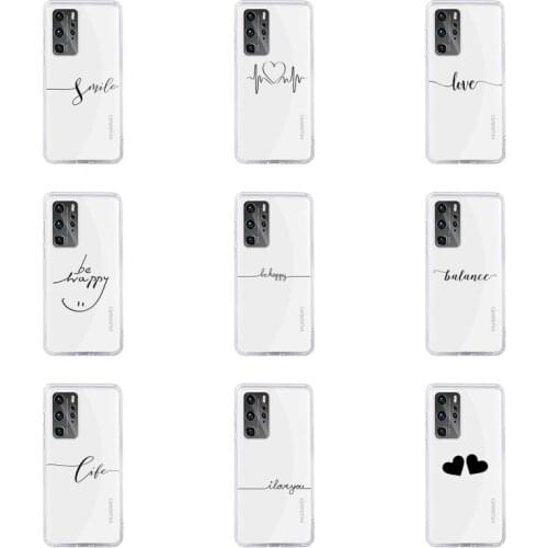 Love Heart Letter Phone Case Transparent For Huawei honor V 9 8 10 20 7 i S A C X pro lite play Soft TPU Clear Mobile bags