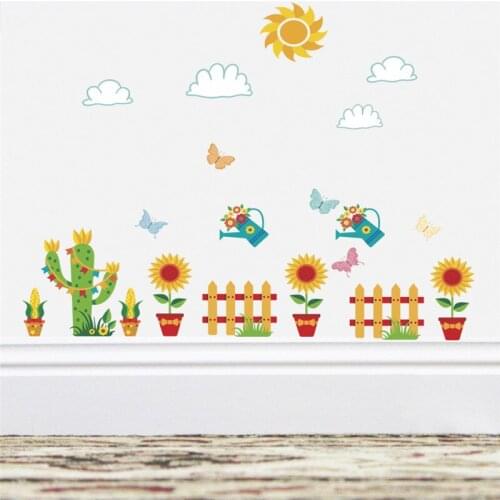 Garden flower butterfly sun cloud wall stickers living room bedroom TV Background window wall decals mural arts decor