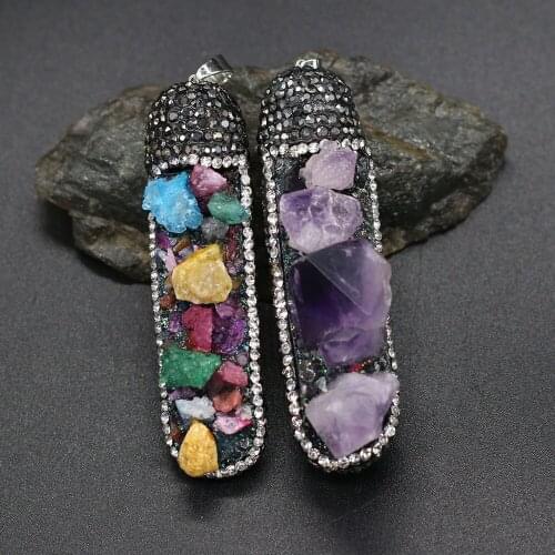 Natural Stone Crystal Bud Charm Pendant Strip Shape for Jewelry Making DIY Bracelet Earring Necklace Accessories 18x72-20x75mm