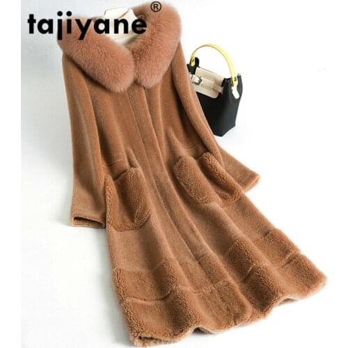 Coat Fur Real Fox Fur Hooded Sheep Shearling 100% Wool Coat Autumn Winter Jacket Women Clothes 2021 Korean Suede Lining ZT1431