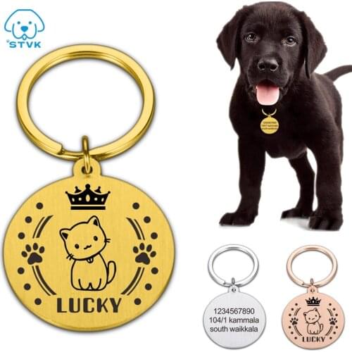 Personalized Cats Dogs ID Tags Flower Wreath Custom for Small and Large Pet Collar Accessories Name Charm Engraved Double Sided