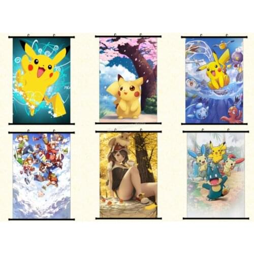 Pokemon Wall Painting Pocket Monster Wall Painting Cloth Painting Pikachu Anime Posters Home Decore Canvas Art Room Aesthetic