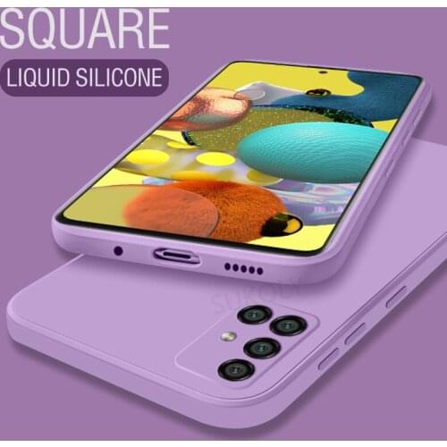 Liquid Silicone Square Edge Phone Case For Samsung Galaxy A51 A71 A21S A41 A31 A50 A20 A30 Shockproof Matte Soft Back Cover