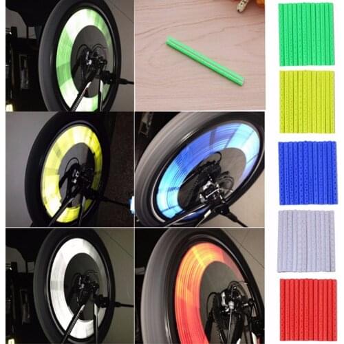 12Pcs Reflector Bicycle Wheel Rim Spoke Bike Mount Warning Light Strip Tube Drop shipping