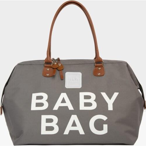 Gray Baby Bag Printed Baby Care Bag