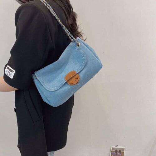 Shoulder Bag Handbag Women Bag Underarm Tote Crossbody Bag for Women Purse Canvas Chains Denim All-match Fashion 2021 New Trend