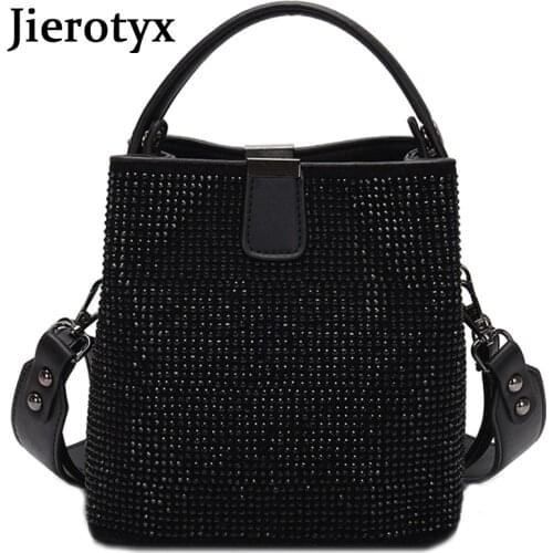 JIEEOTYX Diamonds Women Bucket Bag Famous Brand Designer Female Handbags Quality Pu Leather Shoulder Bags Lady Small Crossbody