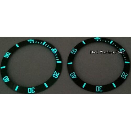 38mm Super Luminous Watch Bezel Insert Black Green Ceramic Bezel Ring Insert Watch Parts Fits For 40mm Watches
