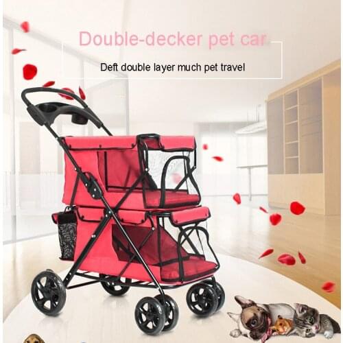 Pet Cart Upper Lower Floors Transportation Foldable Carrier For Dogs Suitable For Small Medium Sized Dog Pets Accessories
