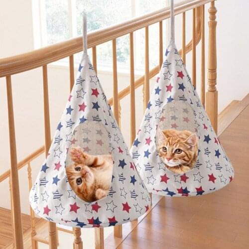 Comfortable Hanging Cat Hammock Bed Cat House Kitten Tent Rest Bed Mat Seat Cushion Pet Perch Toy Shelf for Cat Dog Rabbit C42