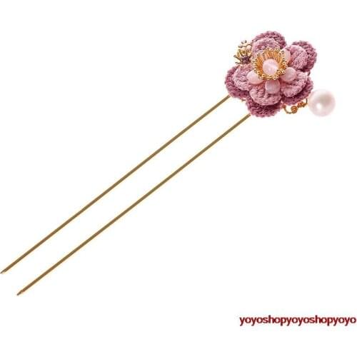China JIANGNAN vintage nature jade rose red flower hairgrips "U"hairpins sticks hanfu kimono cosplay Chinese accessories