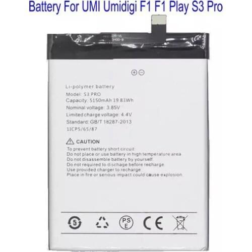 For UMI Umidigi F1 S3 Pro Battery Replacement High Quality Large Capacity 5150mAh Back Up Bateria