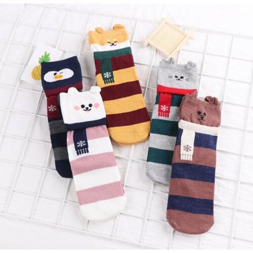 Ladys Casual socks Cotton Womens Under Clothing and Male short sock Cartoon Animals breathable sock Christmas Gift Crew Sock