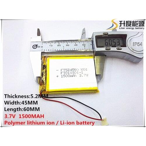 1pcs [SD] 3.7V,1500mAH,[524560] Polymer lithium ion / Li-ion battery for TOY,POWER BANK,GPS,mp3,mp4,cell phone,speaker