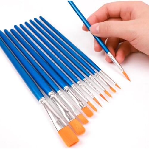10Pcs Nylon Paint Brushes Set for Drawing Painting Acrylic Watercolor Professional Art Supplies