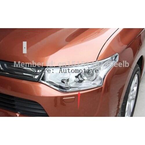 2pcs ABS Chrome Front Headlight Lamp Cover Fit For Mitsubishi Outlander 2013 2014 2015 2016