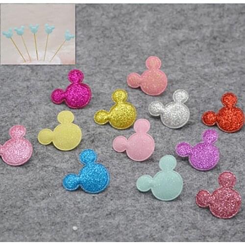 3.8*3.5cm 100pcs/lot shiny mickey diy Padded Applique For Children cloth Headdress Accessories free shipping
