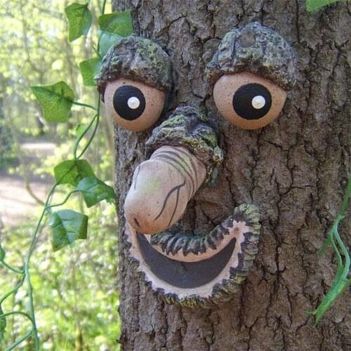 3D Face Statue Old Man Tree Hugger Garden Art Outdoor Tree Funny Old Man Face Sculpture Whimsical Tree Face Garden Decoration